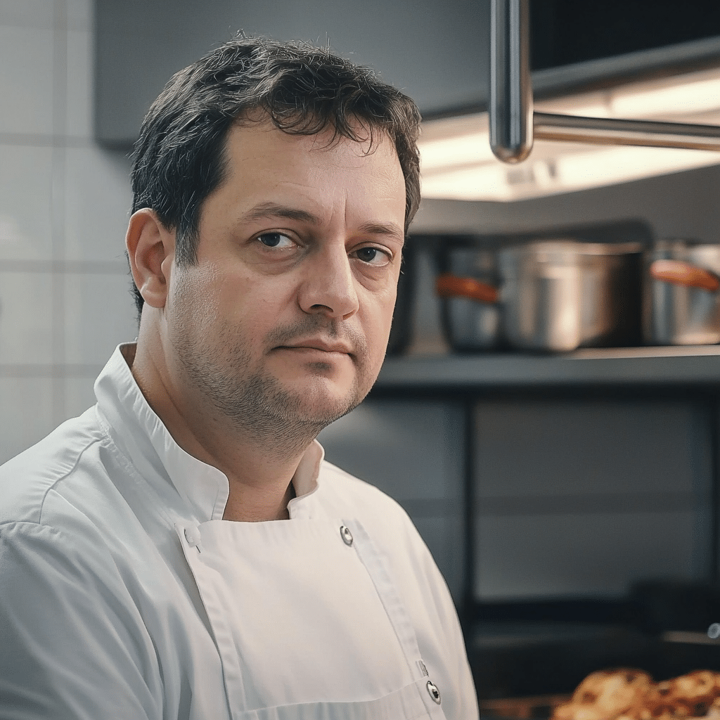 Chef Samuel Reed cooking in a modern American kitchen, creating easy and family-friendly recipes