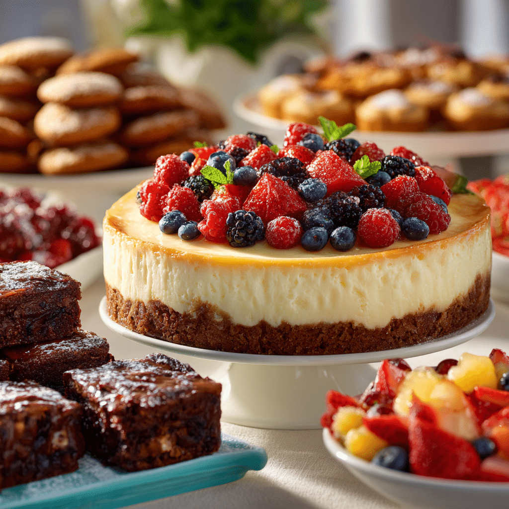 Berry cheesecake with brownies and cookies