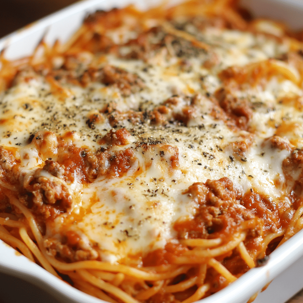 Baked Turkey Spaghetti with Cheese