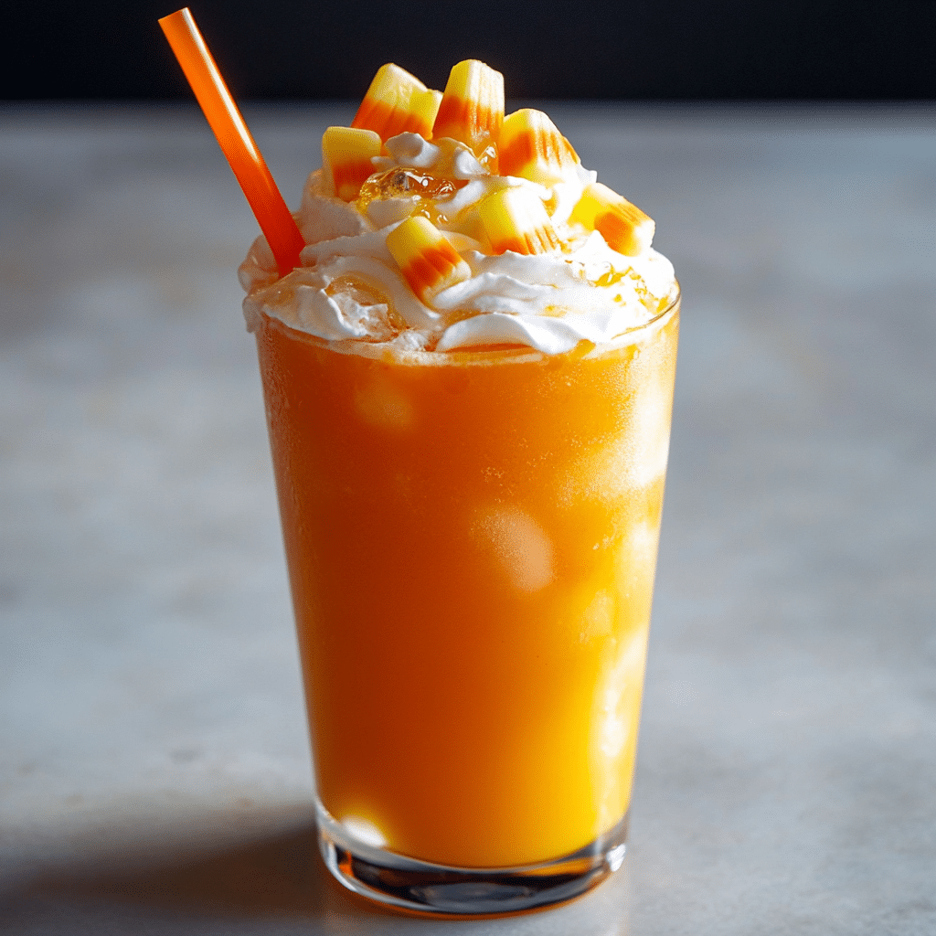 Candy Corn Mocktail with Carrot and Orange Juice