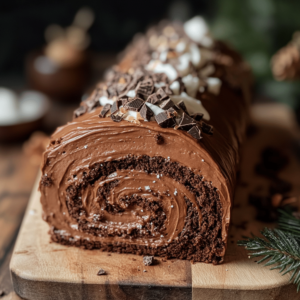 Chocolate Yule Log Cake