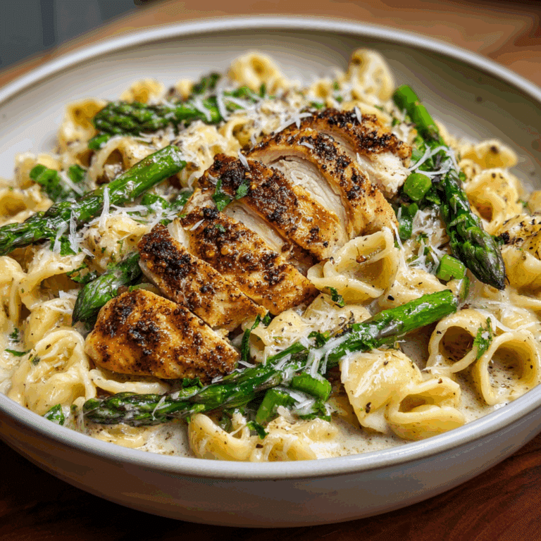 Creamy Black Pepper Chicken Pasta with Asparagus
