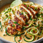 Creamy Peanut Chicken Zucchini Noodles
