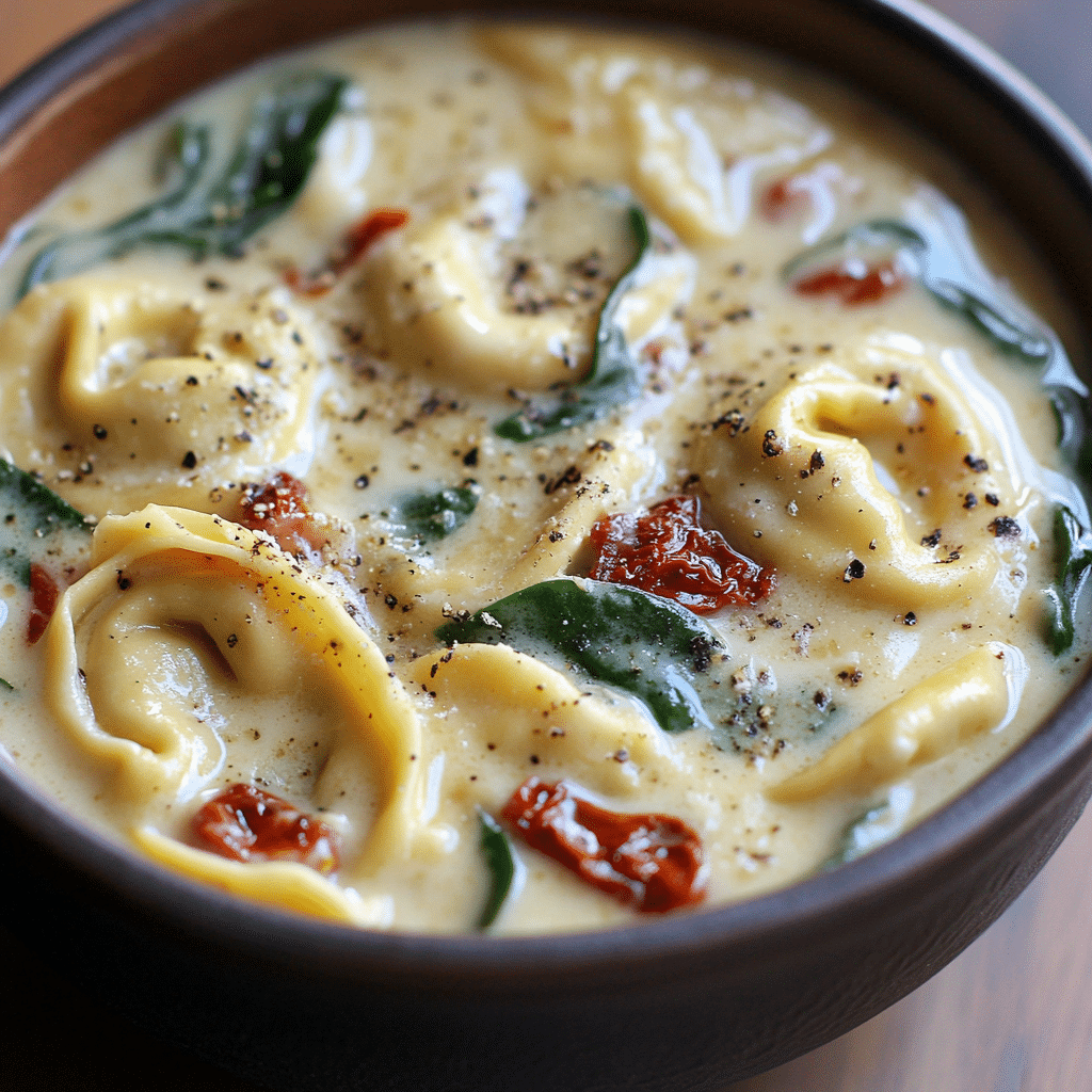 Creamy Tuscan Garlic Tortellini Soup