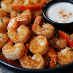 Fried Shrimp and Peppers with Spicy Ranch Sauce