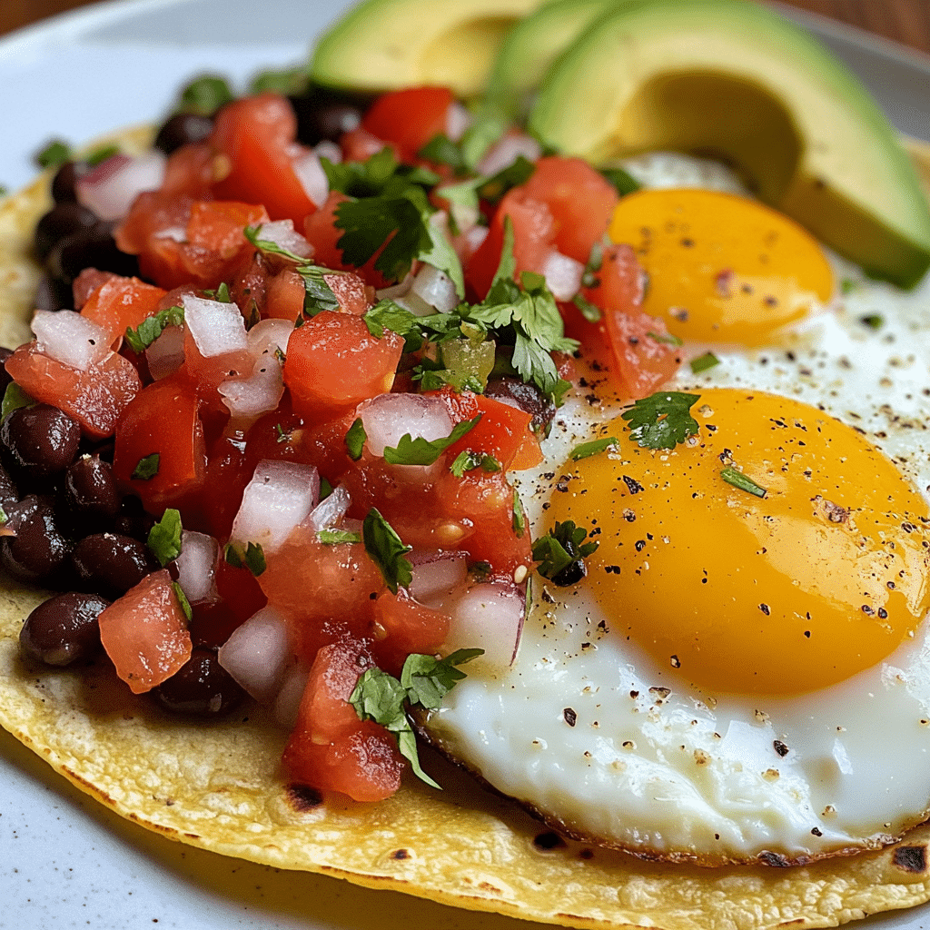 Huevos Rancheros with Black Beans and Fresh Salsa