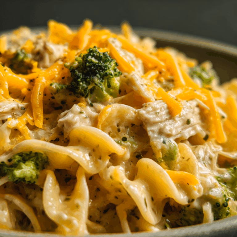 Chicken Noodle Casserole with Broccoli and Cheddar
