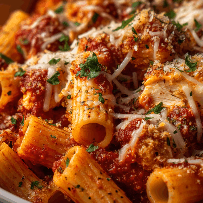 Chicken Parmesan Casserole with Rigatoni Pasta