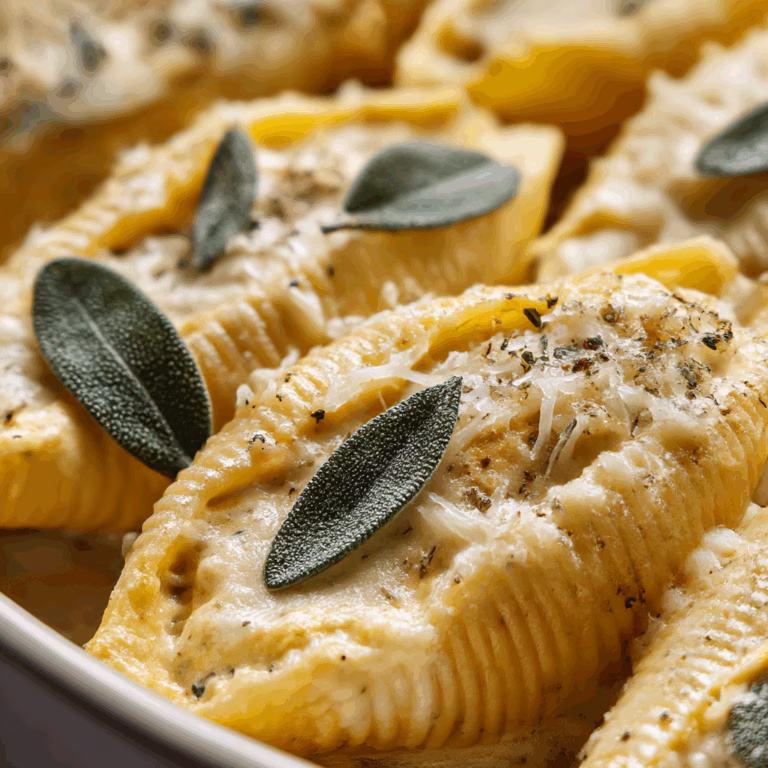 Creamy Pumpkin Stuffed Shells with Sage and Parmesan