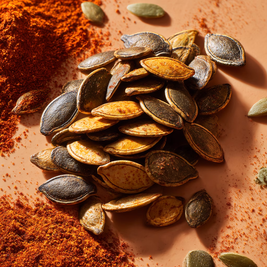 Crispy Roasted Pumpkin Seeds with Chili Powder