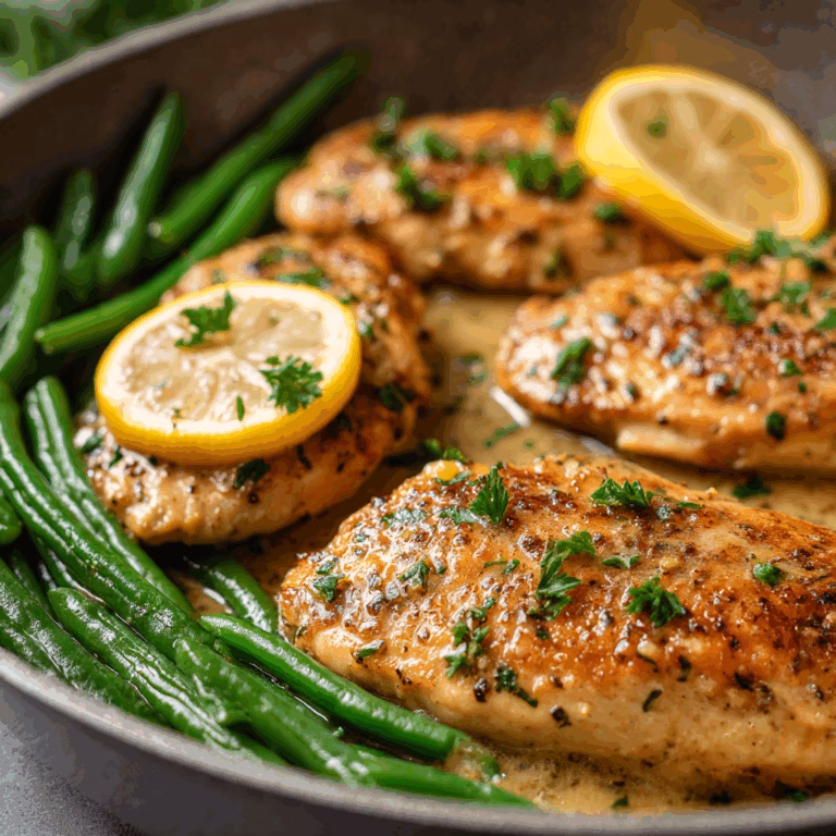 Skillet Garlic Lemon Butter Chicken with Green Beans