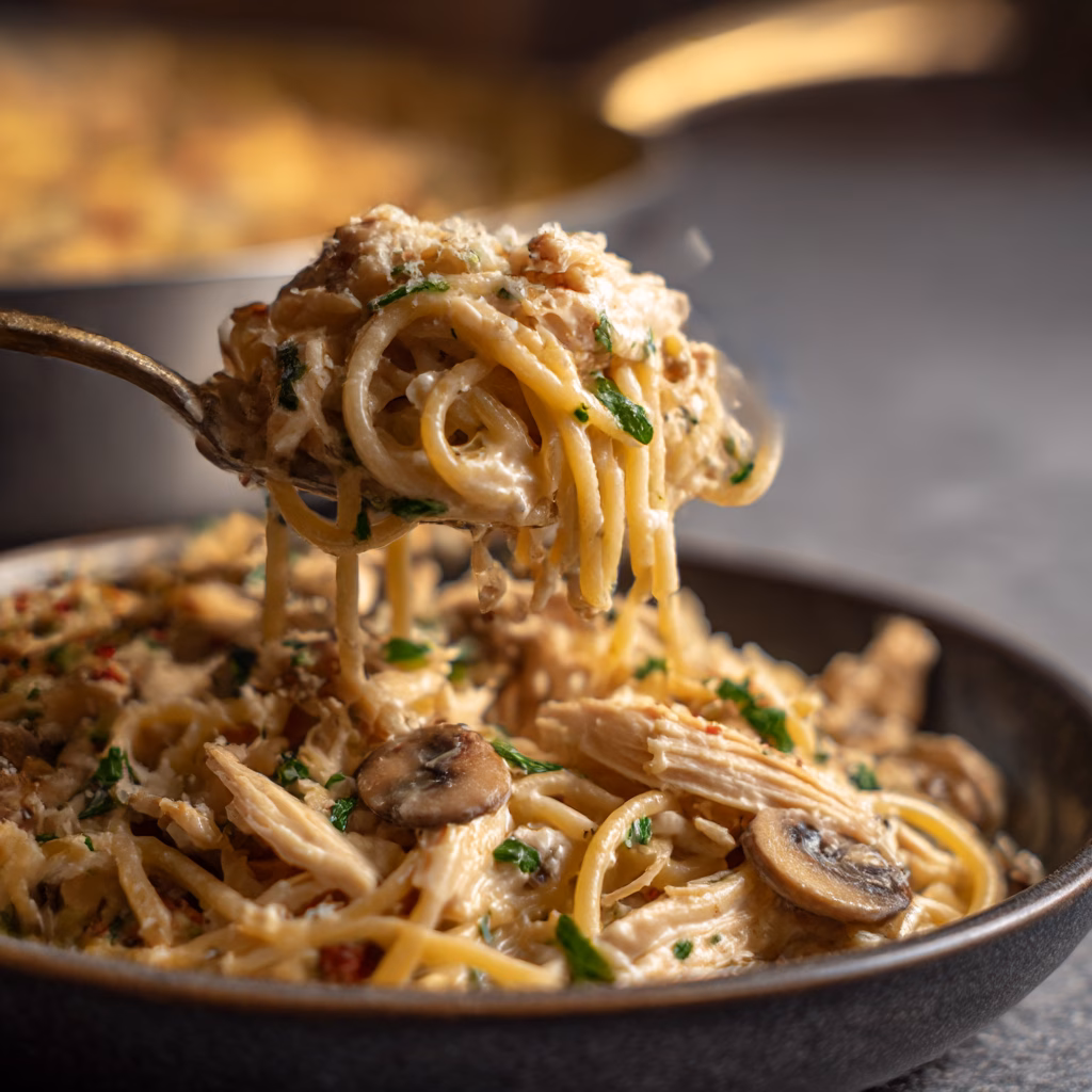 Turkey Tetrazzini Pasta Casserole