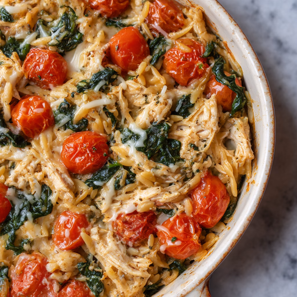 Tuscan Chicken Orzo Bake